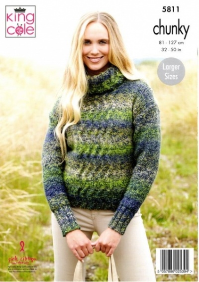 Knitting Pattern - King Cole 5811 - Autumn Chunky - Ladies Sweaters